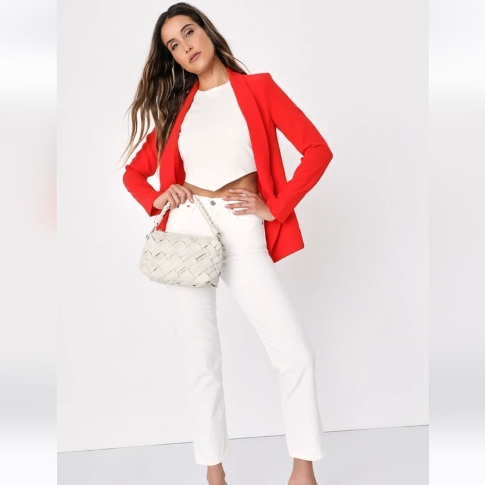 Lulu's Miss Punctuality Red Lightweight Blazer Size Medium - Picture 11 of 11